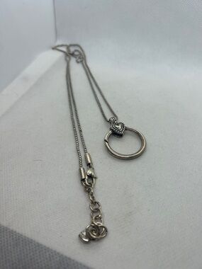 Brighton Silver Heart Ring Pendant Necklace- Charm Holder
